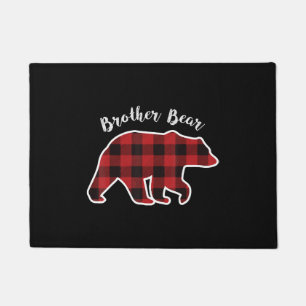 BROTHER BEAR Men Red Plaid Christmas Pajama Family Doormat
