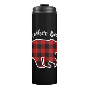 BROTHER BEAR Men Red Plaid Christmas Pajama Family Thermal Tumbler