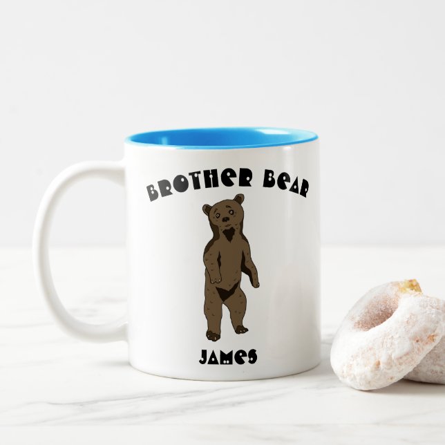 Brother Bear Personalized Two-Tone Coffee Mug (With Donut)