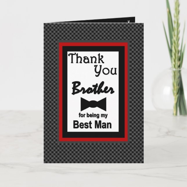 BROTHER Best Man Wedding Thank You with Bow Tie (Front)