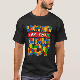 Brother Birthday Boy Building Bricks Family Party T-Shirt