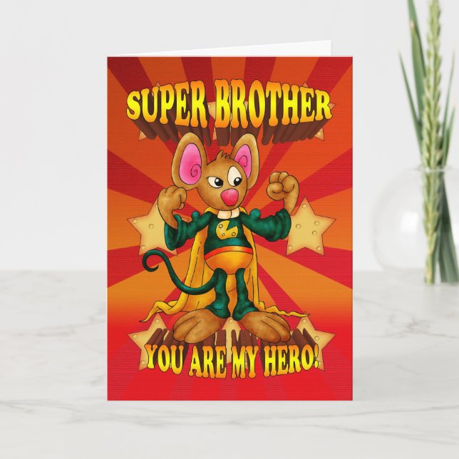 Brother Birthday Card - Super Brother Mouse Card - (Front)