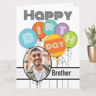 Brother Birthday Greeting Typography Balloons Card