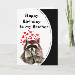 Brother Birthday Hugs & Kisses Raccoon Animal Card