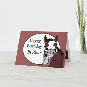 Brother Birthday Humour with Horse Cartoon Card