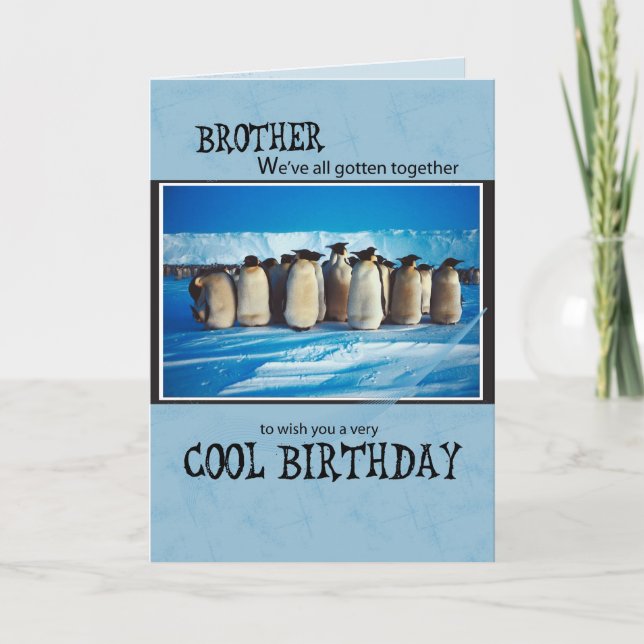 Brother Birthday, Penguin all of Us Card (Front)