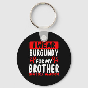 Brother Burgundy Ribbon Sibling Twin Sickle Cell A Keychain