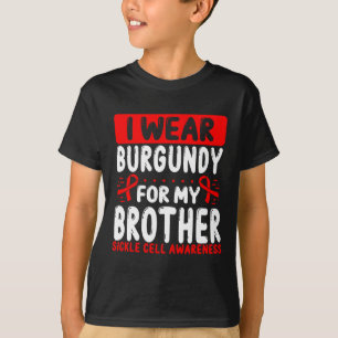 Brother Burgundy Ribbon Sibling Twin Sickle Cell A T-Shirt