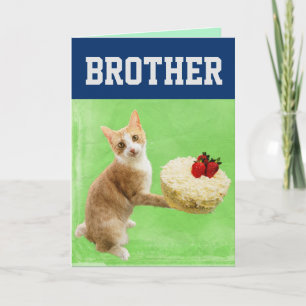 BROTHER CAT BIRTHDAY CAKE BIG GREETING CARD