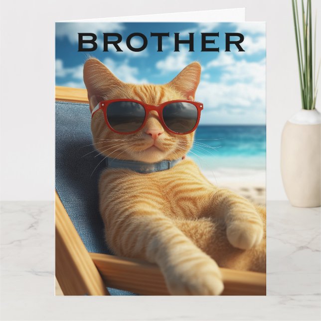 BROTHER CAT BIRTHDAY GREETING CARD (Front)