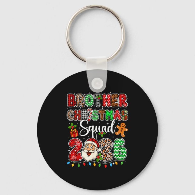 Brother Christmas Crew 2026 Leopard Funny Santa Fa Keychain (Front)