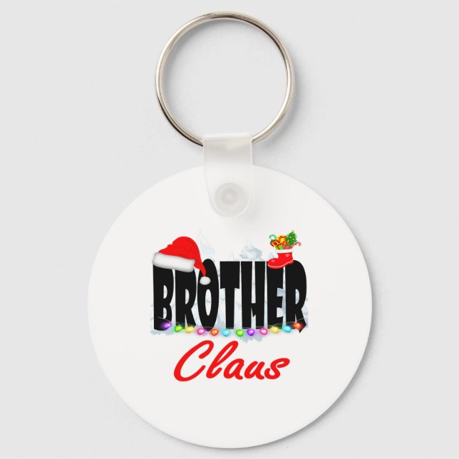 Brother Claus Christmas Santa Hat Matching Family  Keychain (Front)