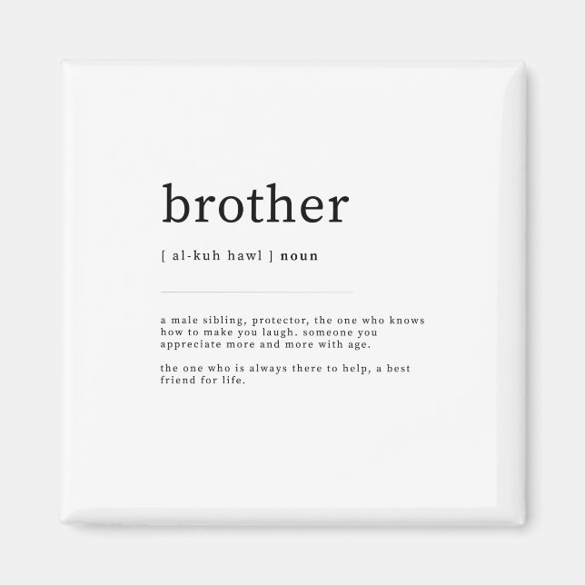 Brother Definition Meaning Dictionary Art Decor Magnet (Front)
