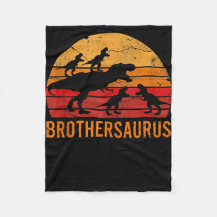 Brother Dinosaur 5 kid Funny Big Little Brother Fleece Blanket