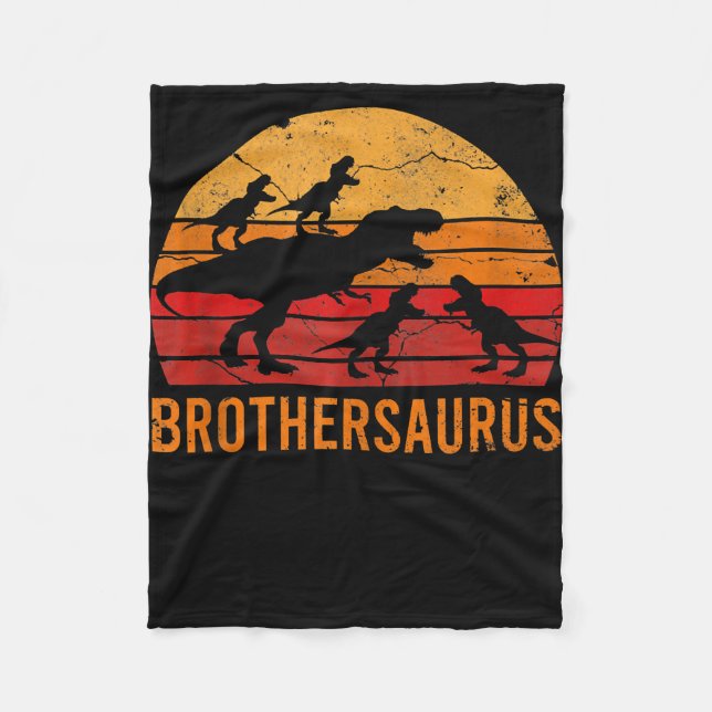 Brother Dinosaur 5 kid Funny Big Little Brother Fleece Blanket (Front)
