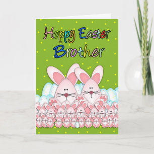 Brother Easter Card With Easter Bunnies And Eggs,