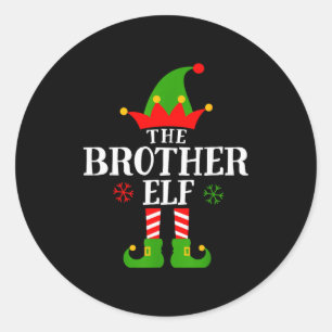 Brother Elf Funny Matching Family Group Christmas Classic Round Sticker