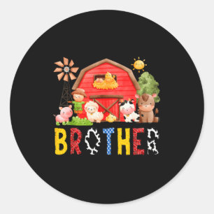 Brother Farm Cow Birthday Boy Matching Family Matc Classic Round Sticker