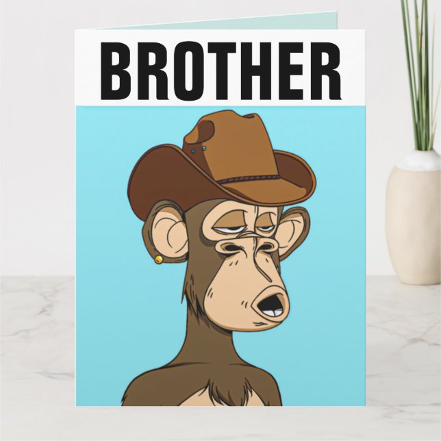 BROTHER FUNNY MONKEY ANNIVERSAIRE CARTE SURTAILLÉE (Devant)