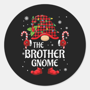 Brother Gnome Matching Christmas Pjs For Family  Classic Round Sticker