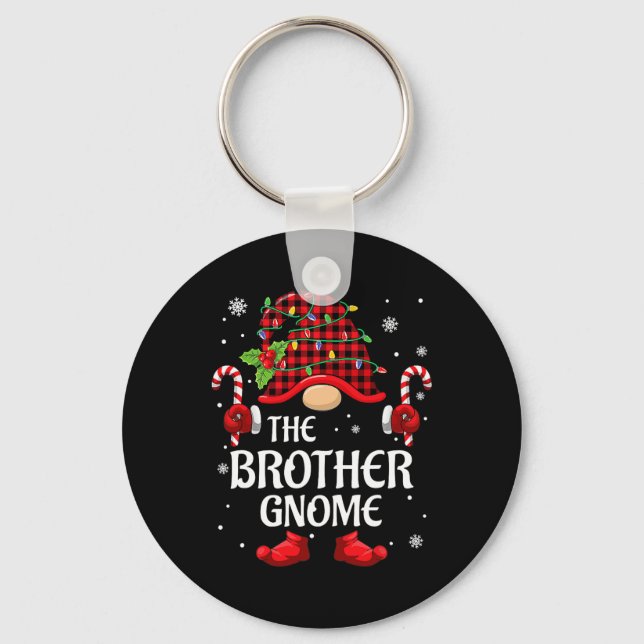 Brother Gnome Matching Christmas PJS For Family  Keychain (Front)