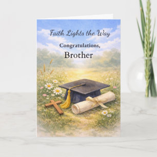 Brother Graduation Religious Cap Cross Custom Card