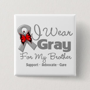 Brother - Grey Ribbon Awareness 2 Inch Square Button