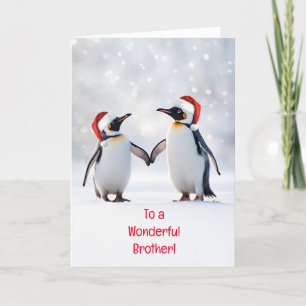 Brother Happy Holidays Christmas with Cute Penguin Card