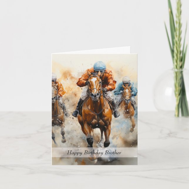 Brother Horse Racing Birthday Card (Front)