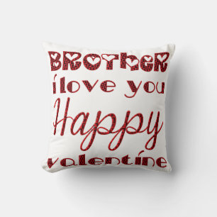 Brother I Love You Cute Cupid Typography Valentine Throw Pillow