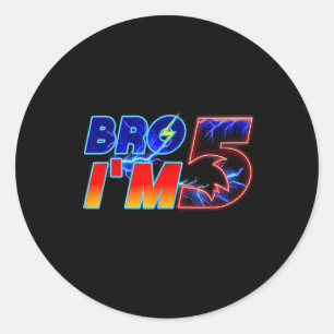 Brother Im 5th Birthday Boy Family Matching Party  Classic Round Sticker