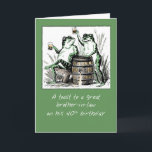 Brother-in-Law 40th Birthday Frogs Toasting with B Card<br><div class="desc">Green frogs,  a big barrel of beer and a toast. A cute illustration for a happy occasion. Wish your Brother-in-law a very happy 40th Birthday with this fun design.   Vintage image courtesy of Clipart.</div>