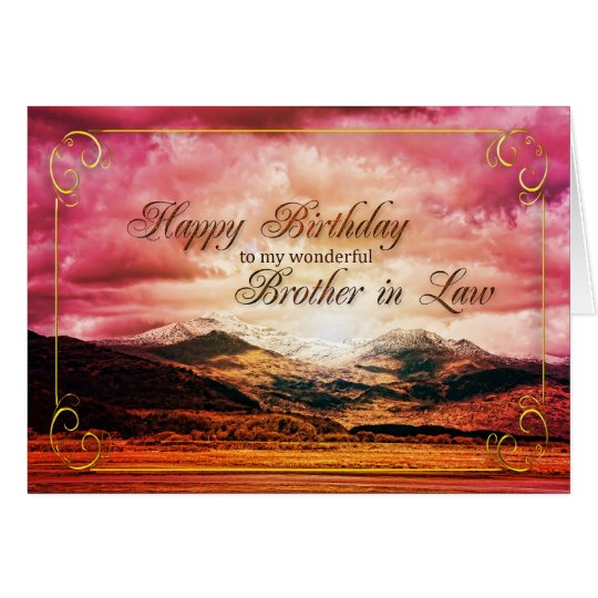 Brother-in-law birthday, Sunset over the mountains Card
