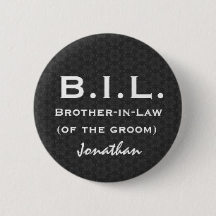 BROTHER IN LAW Black White Wedding V02 2 Inch Round Button