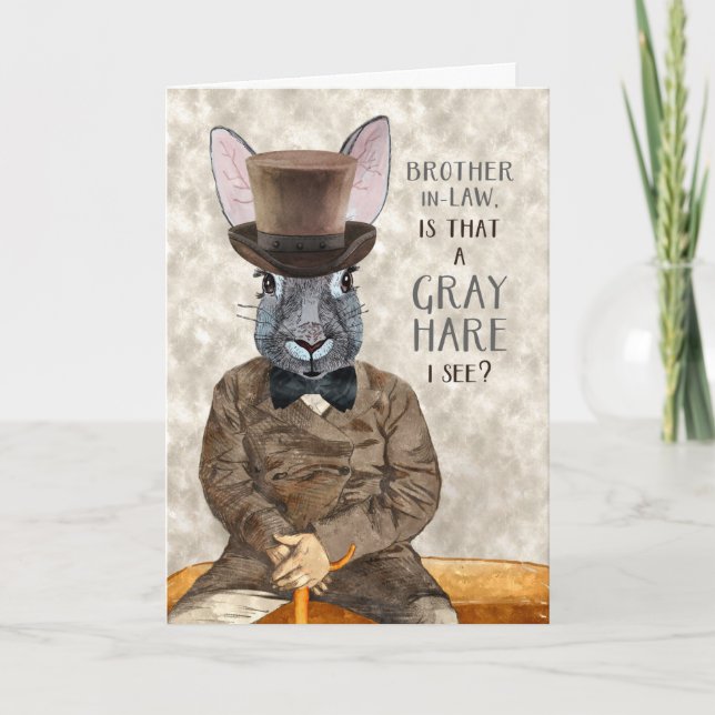 Brother in Law Funny Birthday Hipster Rabbit Card (Front)