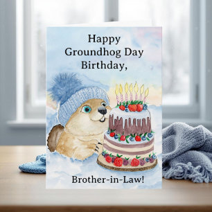 Brother in Law  Happy Groundhog Day Birthday  Card