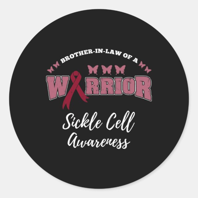 Brother In Law Of A Warrior Sickle Cell Awareness  Classic Round Sticker (Front)