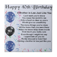 Brother in Law Poem 40th Birthday