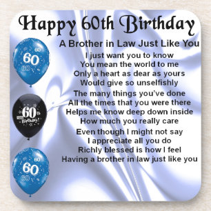 Brother in Law Poem 60th Birthday Coaster