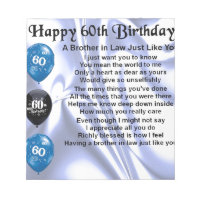 Brother in Law Poem 60th Birthday