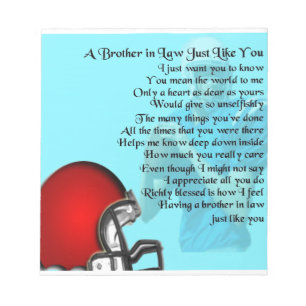 Brother in Law Poem - American Football Notepad