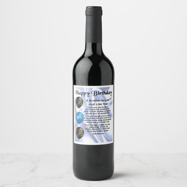 Brother in Law Poem  Bottle Label  Happy  Birthday (Front)