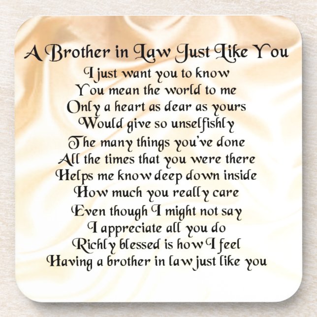 Brother in Law Poem - Cream Coaster (Front)