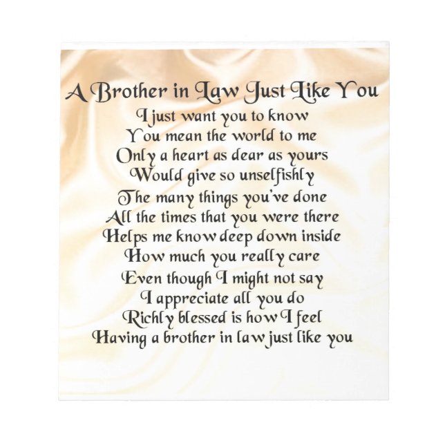 Brother in Law Poem - Cream Notepad (Front)
