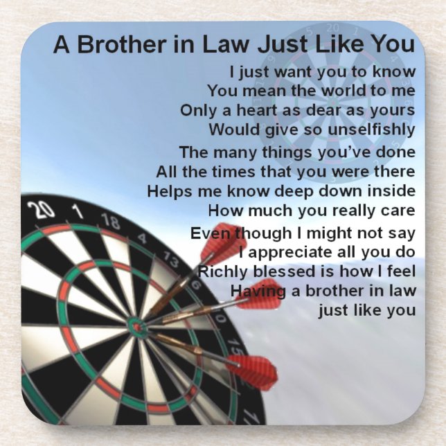 Brother in Law Poem - Darts Design Coaster (Front)