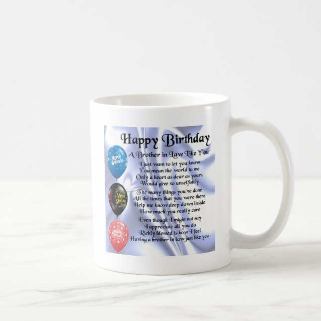 Brother in Law Poem -  Happy Birthday Coffee Mug (Right)