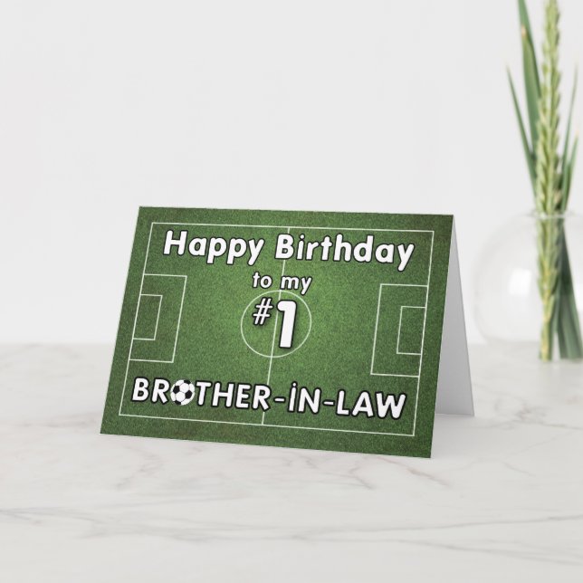 Brother-in-Law Soccer Birthday with Grass Field an Card (Front)