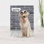 Brother-in-law's Birthday Funny Golden Retriever C Card<br><div class="desc">Golden retriever wearing a funny moustache mask on grey brick wall and wood floor with speech bubble for brother-in-law's birthday.
Can be changed for anyone's birthday. Text is editable.</div>