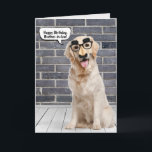 Brother-in-law's Birthday Funny Golden Retriever C Card<br><div class="desc">Golden retriever wearing a funny moustache mask on grey brick wall and wood floor with speech bubble for brother-in-law's birthday.
Can be changed for anyone's birthday. Text is editable.</div>