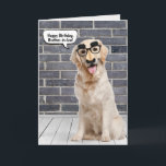 Brother-in-law's Birthday Funny Golden Retriever C Card<br><div class="desc">Golden retriever wearing a funny moustache mask on grey brick wall and wood floor with speech bubble for brother-in-law's birthday.
Can be changed for anyone's birthday. Text is editable.</div>
